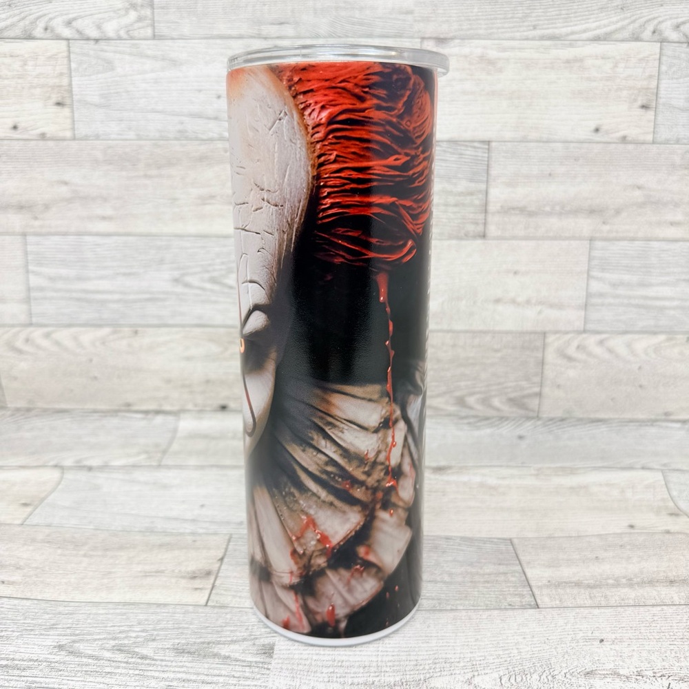 NEW- “Pennywise” GLOW IN THE DARK 20oz Stainless Steel Tumbler Hot/Cold Drinks - Picture 3 of 7